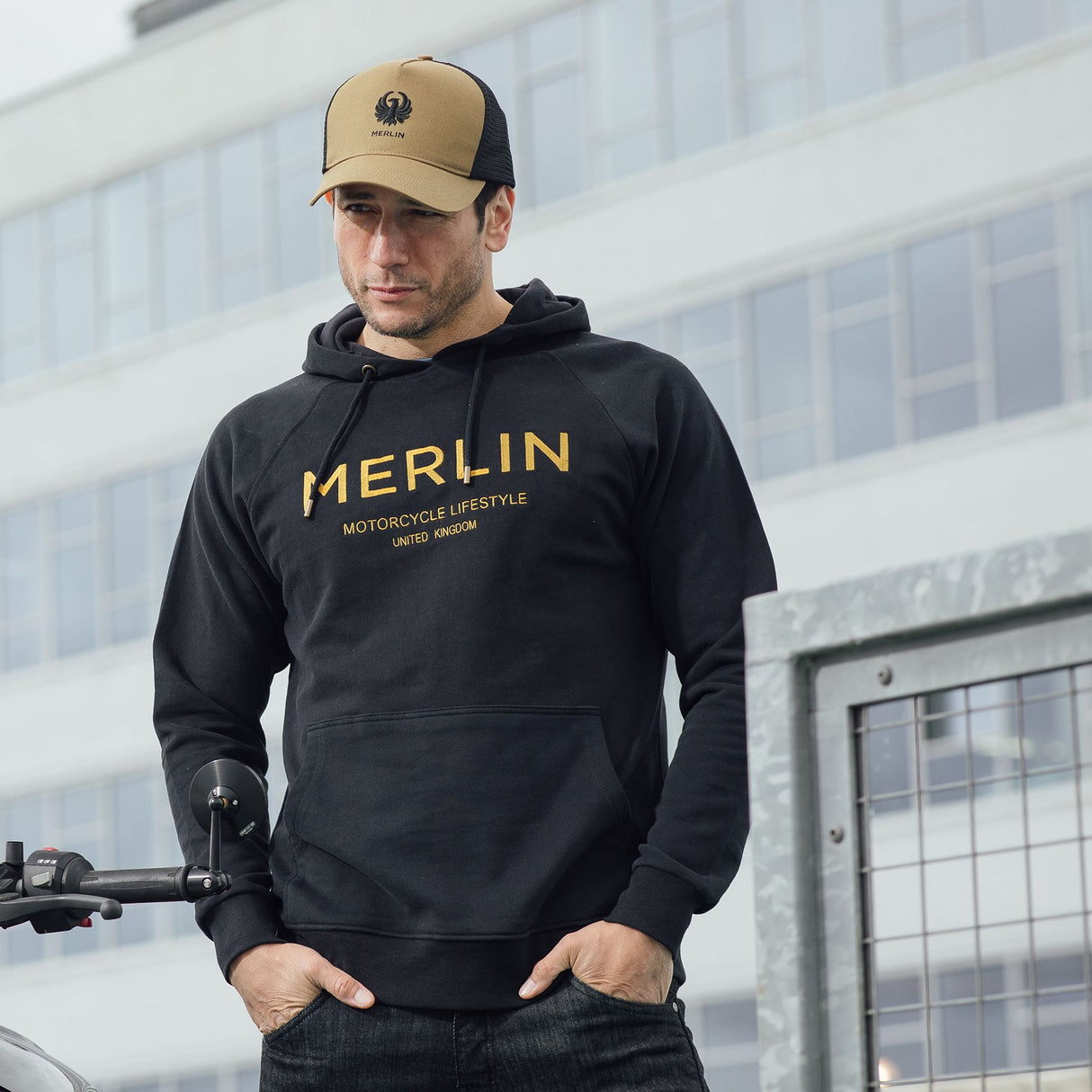Merlin Sycamore Pull Over Organic Cotton Fleece Hoody Black