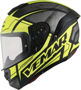 Vemar Hurricane Claw Full Face Helmet - Matt Silver/Fluo Yellow