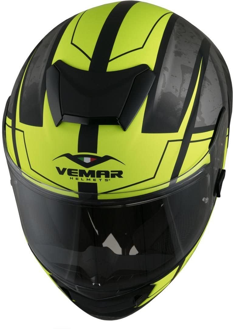 Vemar Hurricane Claw Full Face Helmet - Matt Silver/Fluo Yellow