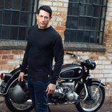 Merlin Kingsley Long Sleeve Waffle Knit Organic Cotton Shirt Black