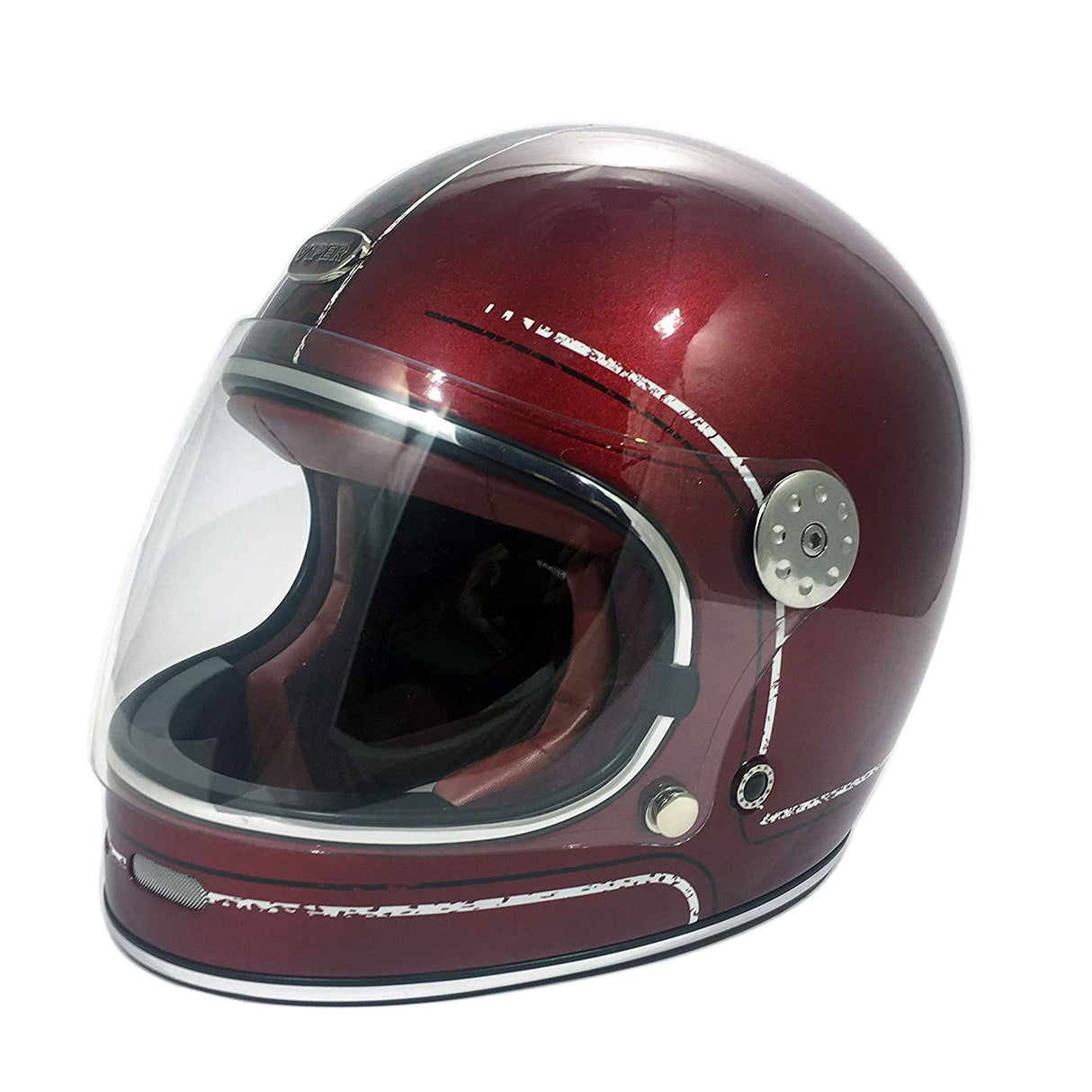 Viper F656 Vintage Full Face Helmet - Burgundy Chequered