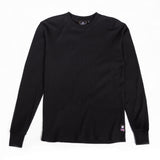 Merlin Kingsley Long Sleeve Waffle Knit Organic Cotton Shirt Black