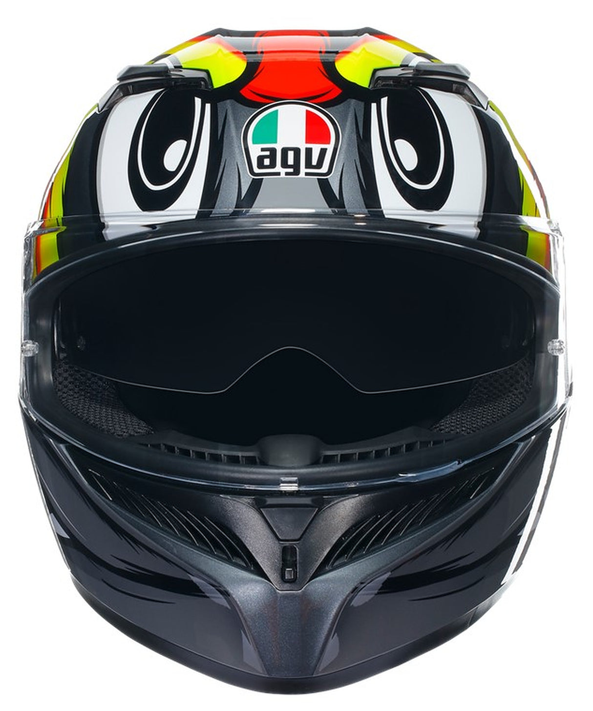 AGV K3 E2206 Full Face Motorcycle Helmet - Birdy 2.0 Grey, Yellow, Red