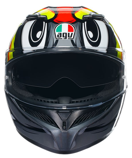 AGV K3 E2206 Full Face Motorcycle Helmet - Birdy 2.0 Grey, Yellow, Red
