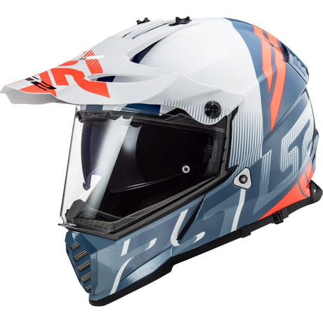 LS2 MX436 Pioneer EVO Adventure Helmet - Evolve White, Cobalt