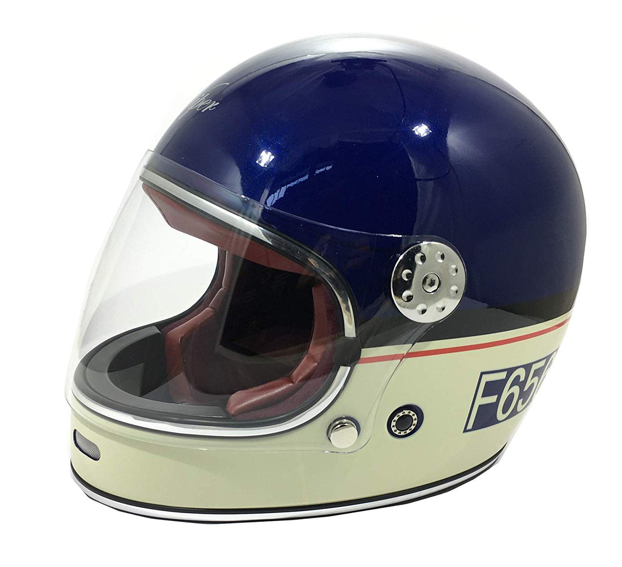Viper F656 Vintage Full Face Helmet - Midnight Blue / Cream