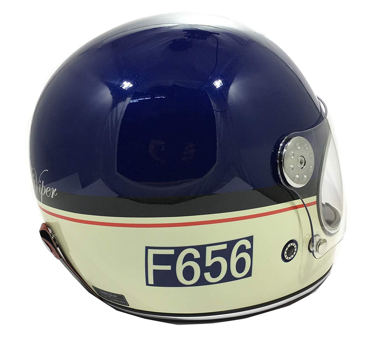 Viper F656 Vintage Full Face Helmet - Midnight Blue / Cream