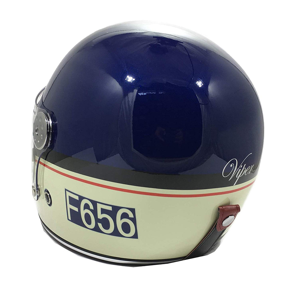 Viper F656 Vintage Full Face Helmet - Midnight Blue / Cream