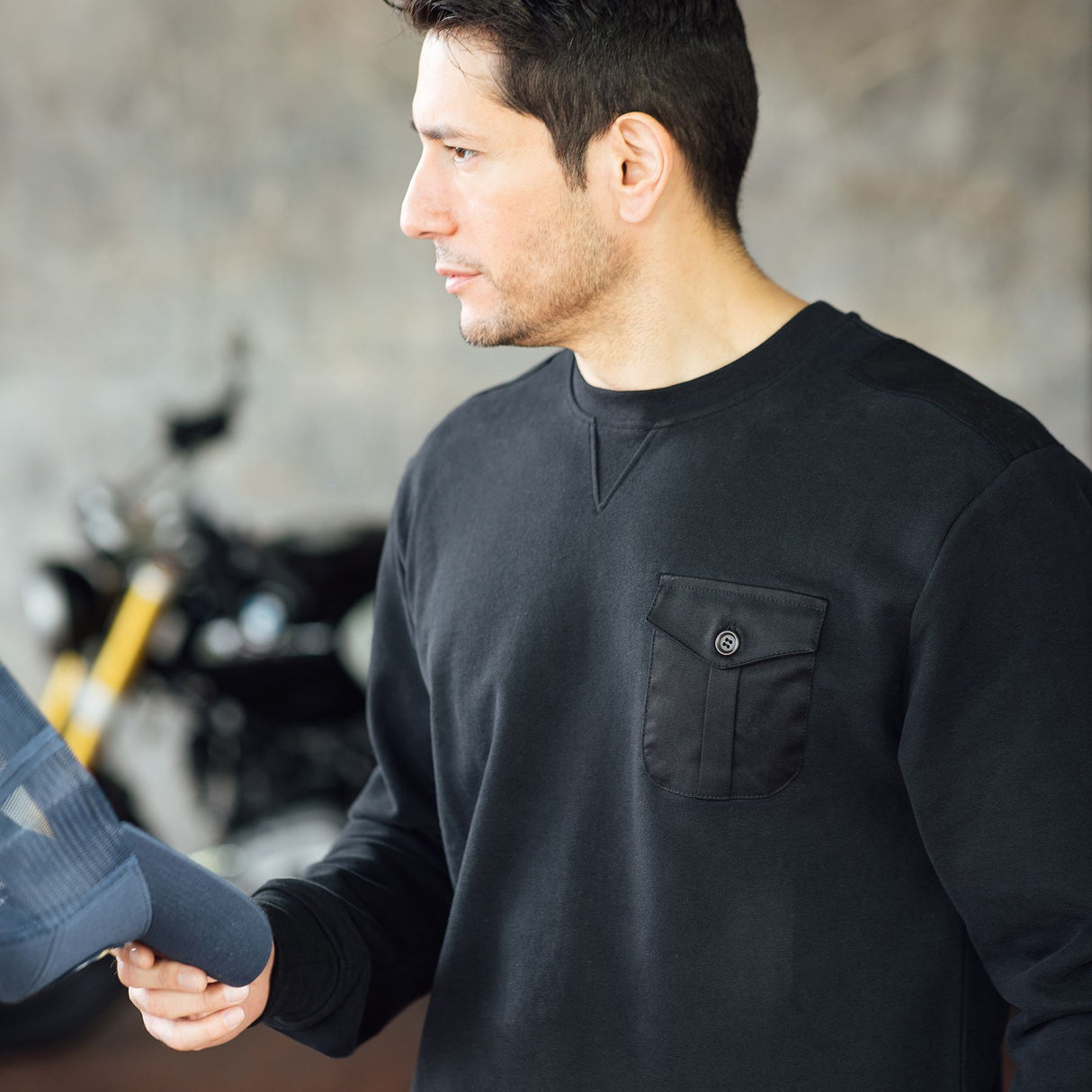 Merlin Hagley Utility Organic Cotton Fleece Sweatshirt Black