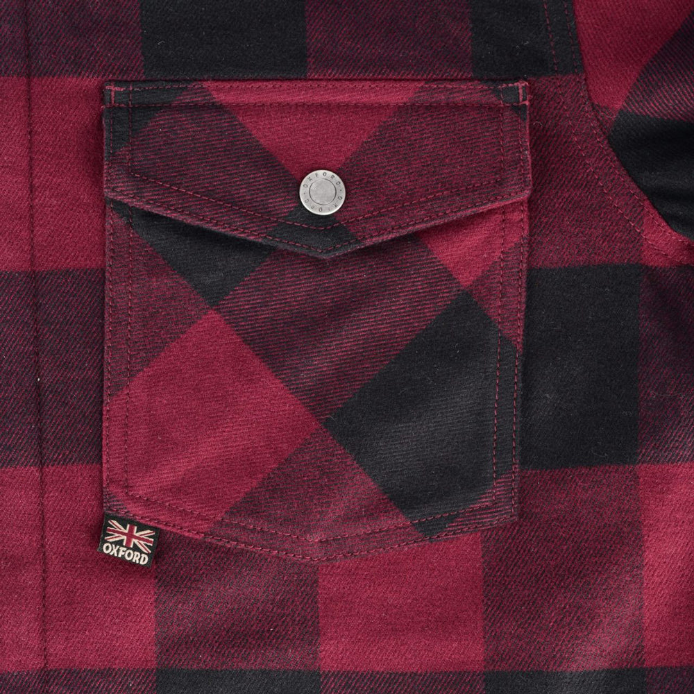 Oxford Kickback 2.0 Mens CE Level 1 Armoured Aramid Check Shirt - Red