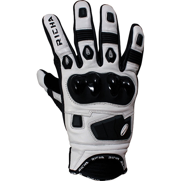 Richa Rock Short Leather Sports Summer Motorcycle Gloves Black/white - Richa -  - MSG BIKE GEAR - 1