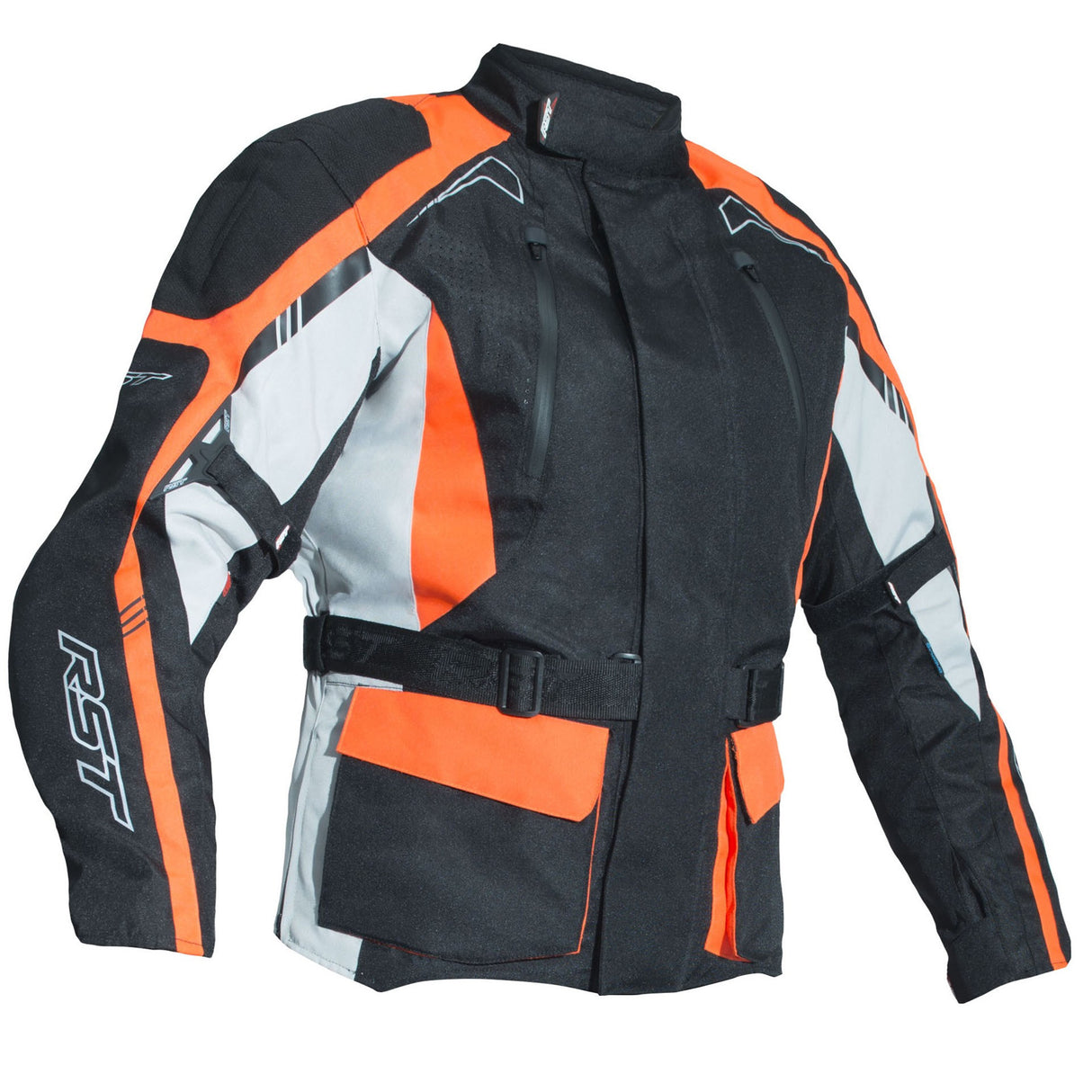 RST 2888 Rallye CE Adventure Style Textile Motorcycle Jacket - Black/Flo Red