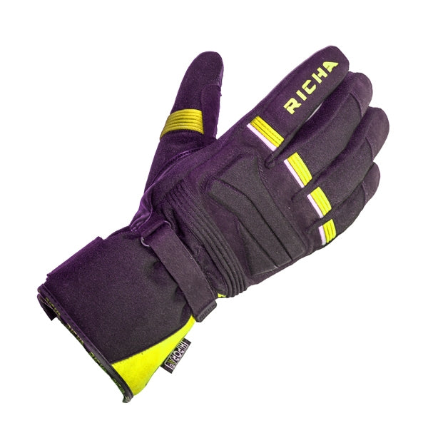 Richa Peak Leather / Textile Waterproof Gloves - Black / Fluo