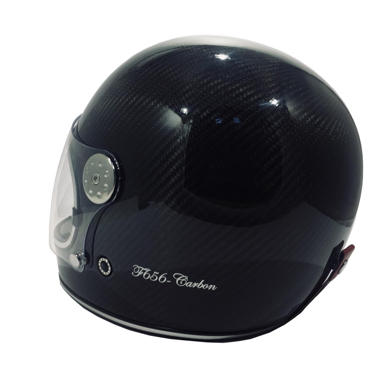 F656-C Carbon Vintage Full Face Helmet - Black Carbon