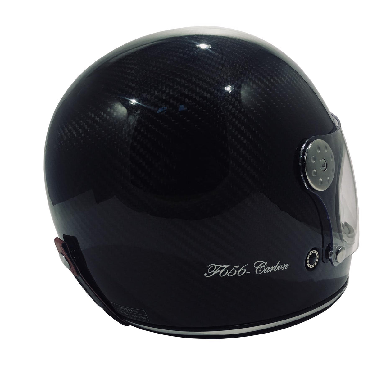 F656-C Carbon Vintage Full Face Helmet - Black Carbon