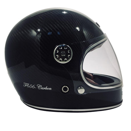F656-C Carbon Vintage Full Face Helmet - Black Carbon