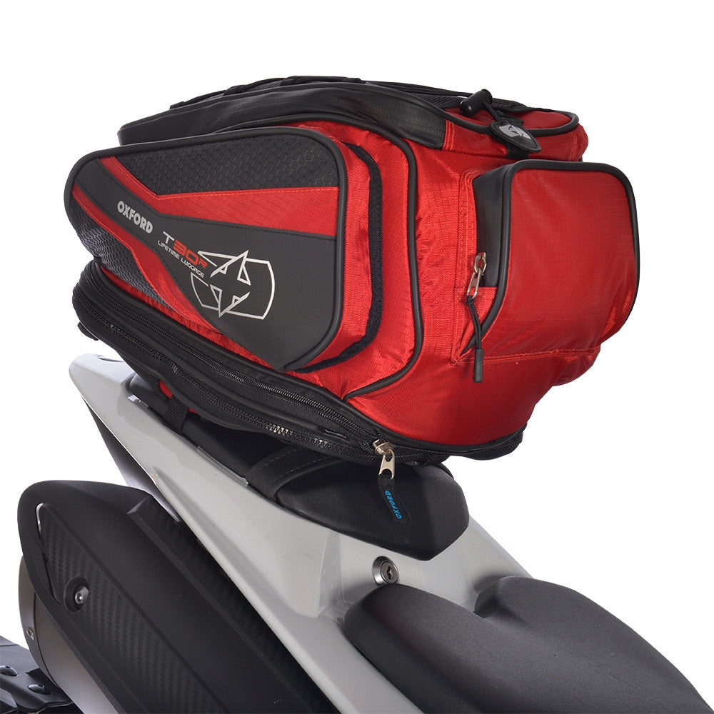 Oxford T30R Motorbike Motorcycle Tail Pack - 30 Litres + Rain Cover Red - Oxford -  - MSG BIKE GEAR
