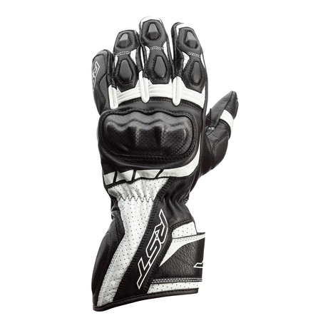 RST Axis CE Leather Sports Gloves - Black / White
