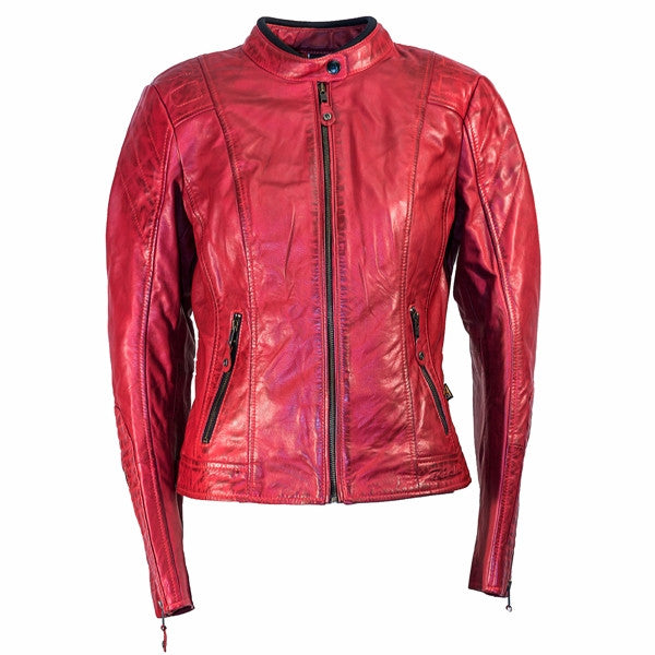 Richa Lausanne Ladies Leather Classic Motorcycle Jacket Red - Richa -  - MSG BIKE GEAR - 1