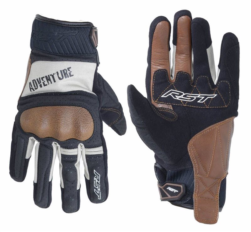 RST Adventure Leather Gloves - Black / Silver
