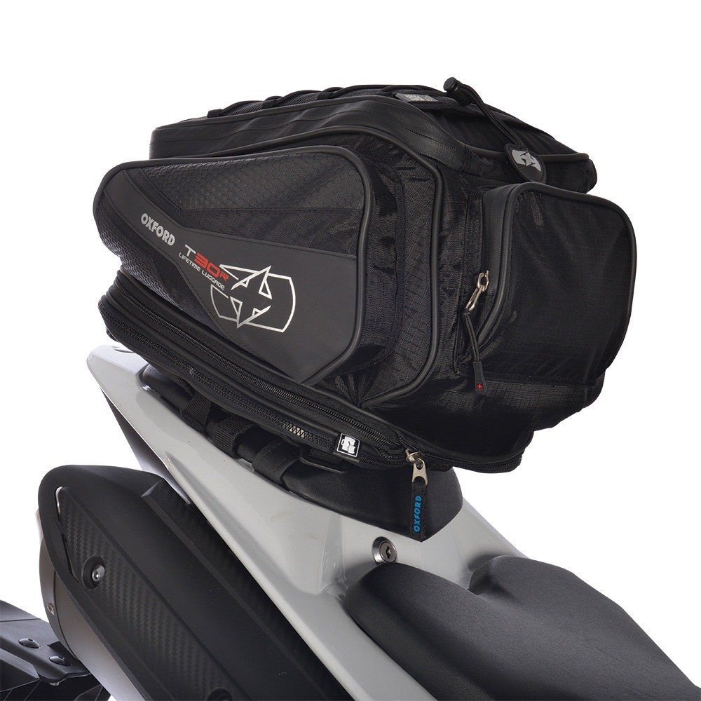 Oxford T30R Motorbike Motorcycle Tail Pack - 30 Litres + Rain Cover Black - Oxford -  - MSG BIKE GEAR