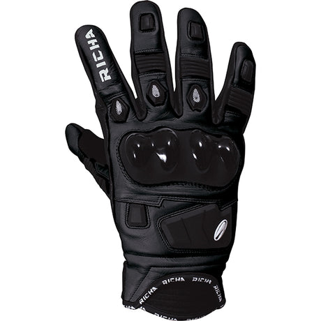Richa Rock Short Leather Sports Summer Motorcycle Gloves Black - Richa -  - MSG BIKE GEAR