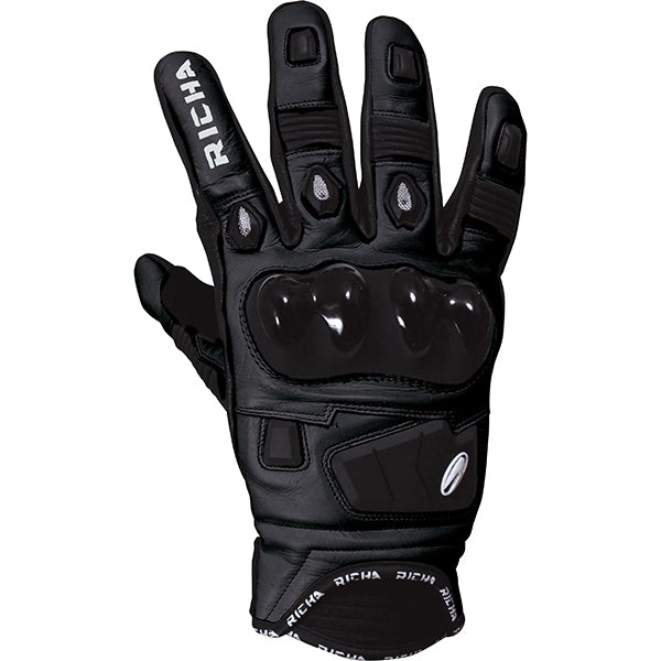 Richa Rock Short Leather Sports Summer Motorcycle Gloves Black - Richa -  - MSG BIKE GEAR