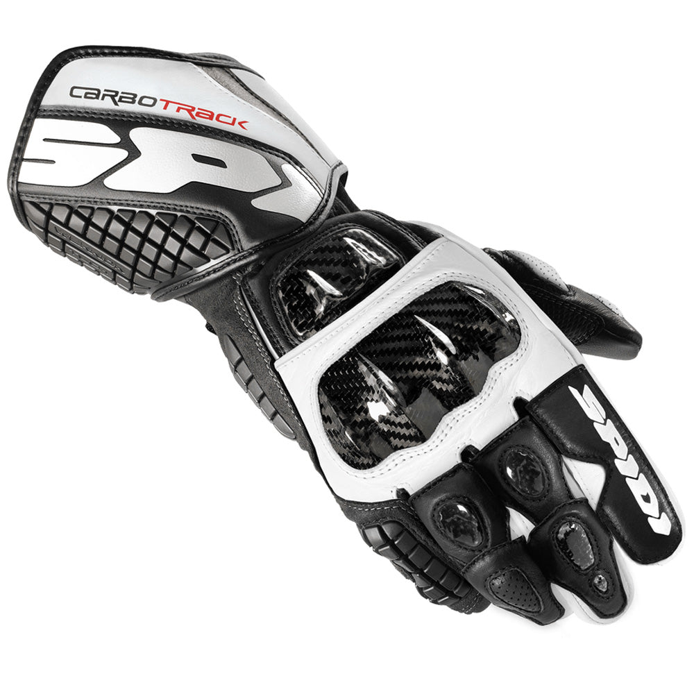 Spidi Carbo Track Leather Sports Gloves - Black / White
