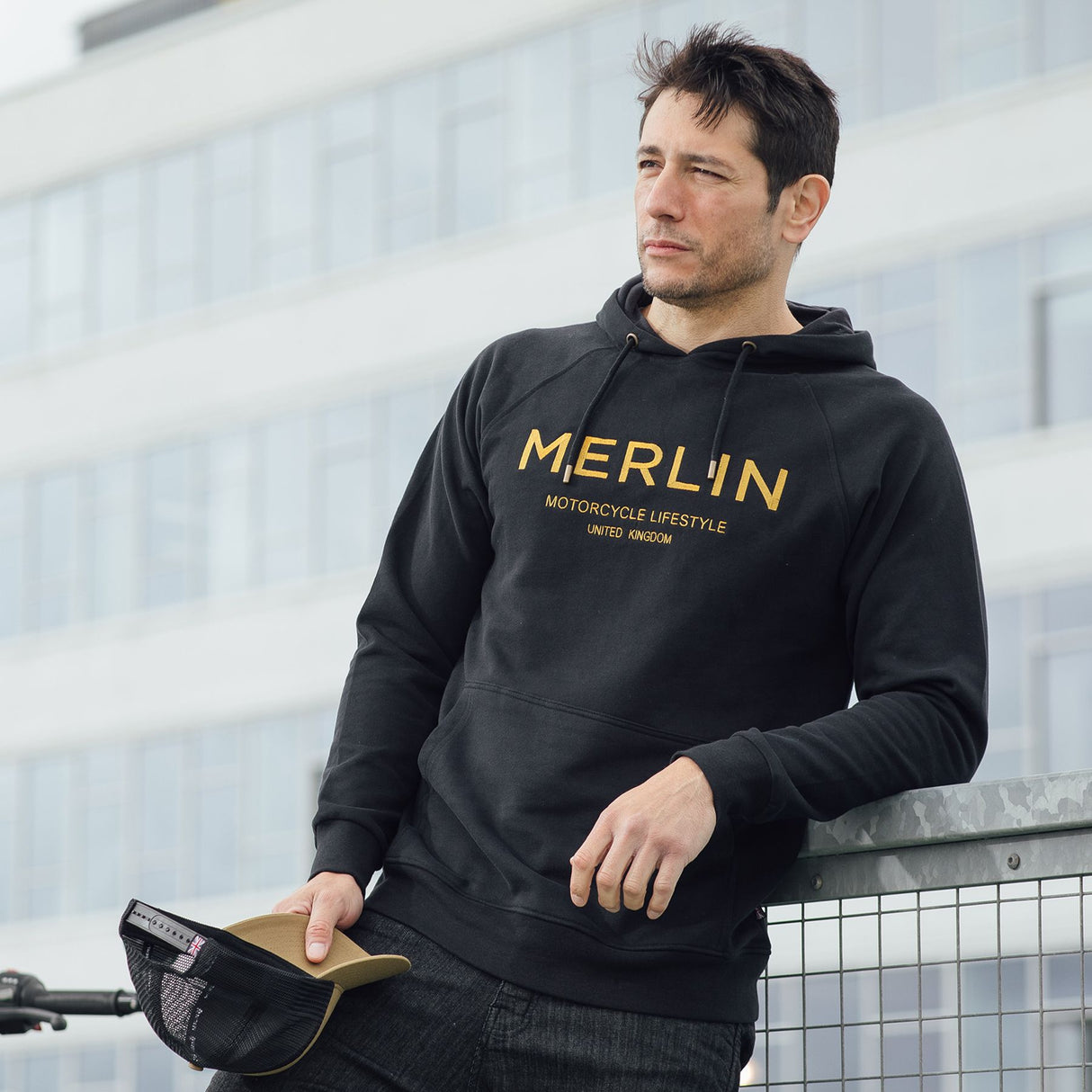 Merlin Sycamore Pull Over Organic Cotton Fleece Hoody Black