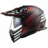 LS2 MX436 Pioneer EVO Saturn Adventure Helmet - Matt Black / Red
