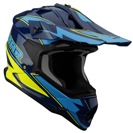 Vemar Taku Eye Motocross Helmet - Blue / Fluo Yellow Medium