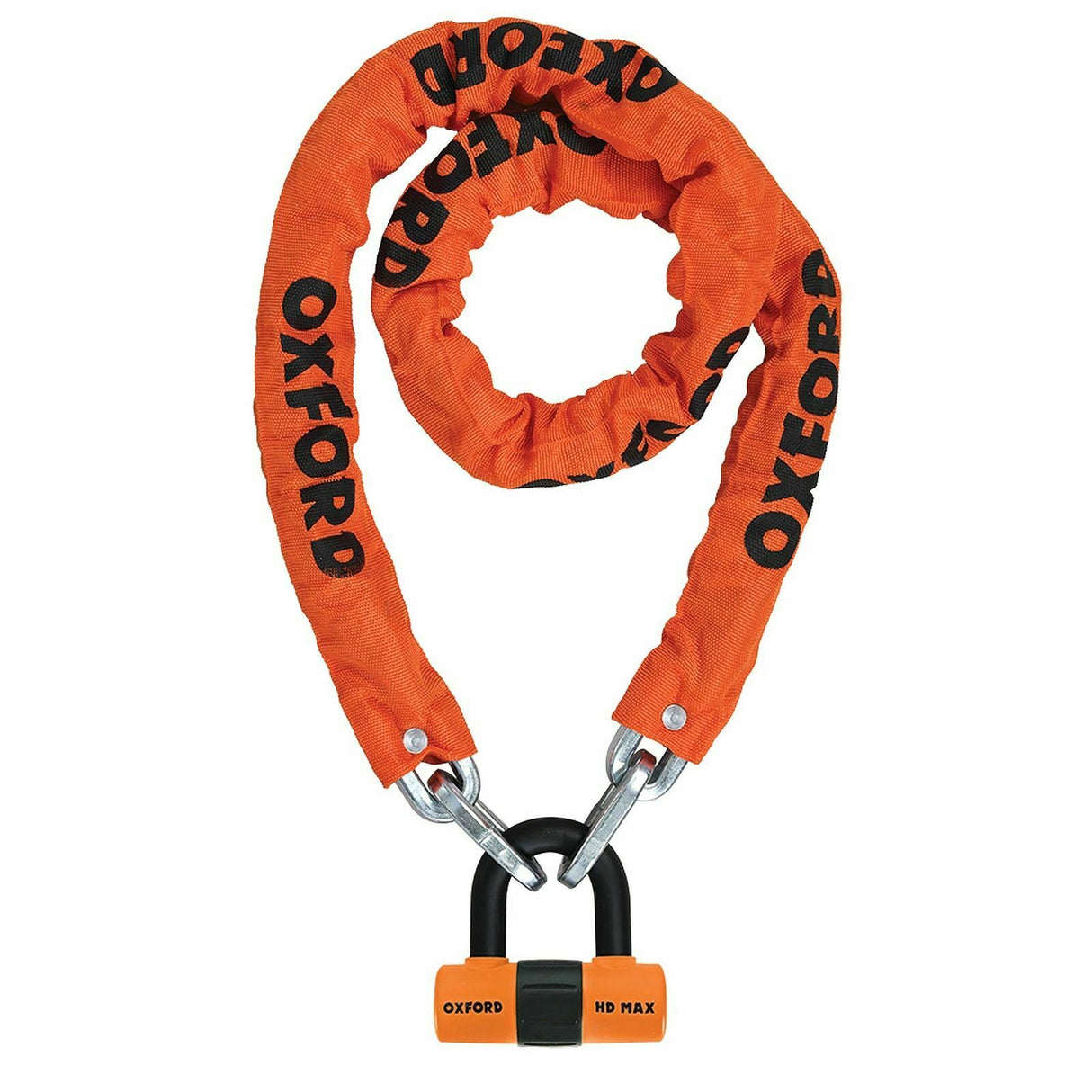 Oxford HD Chain Lock 10mm 1.5 Meter Chain and Padlock - Orange