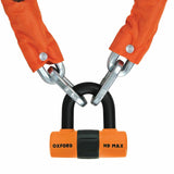 Oxford HD Chain Lock 10mm 1.5 Meter Chain and Padlock - Orange