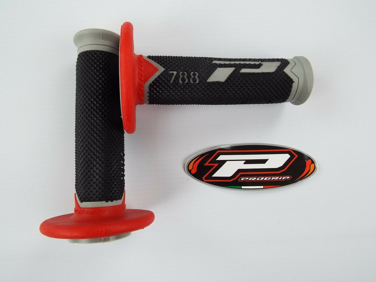 Progrip 788 MX Triple Density Extra Slim Rubber Grips - Red / Black